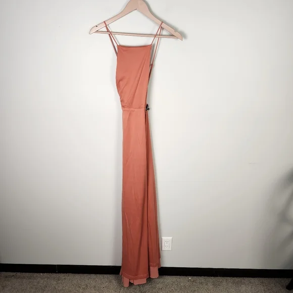EUC Lulu's Mythical Kind of‎ Love Rusty Rose Chiffon Maxi Dress Gown (S) #0559 - Picture 7 of 11